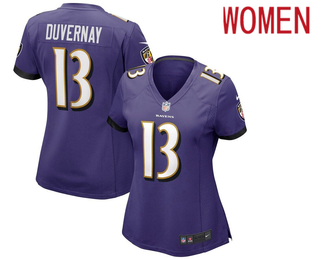 Women Baltimore Ravens #13 Devin Duvernay Nike Purple Game NFL Jersey